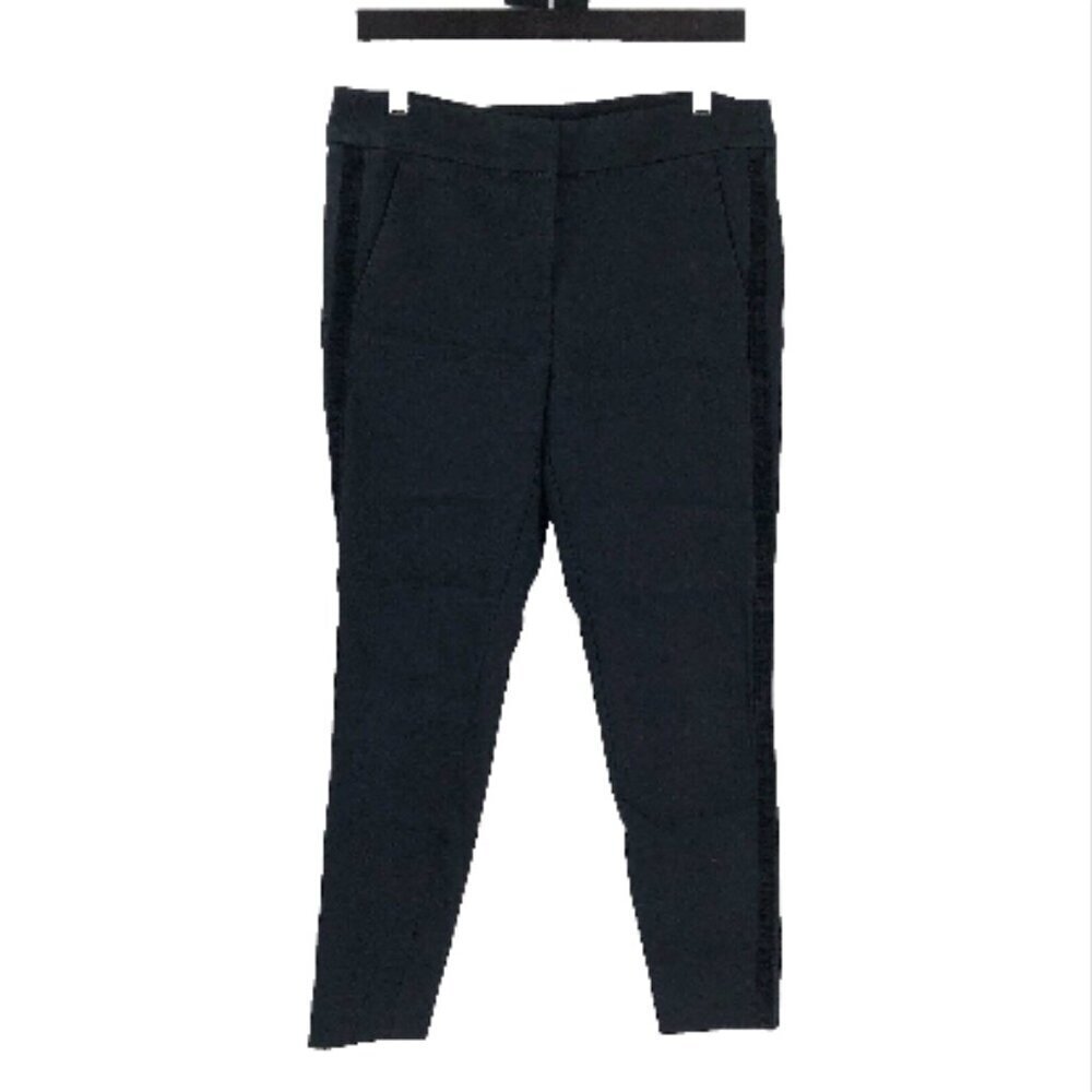 LOFT Marisa Pants Black Side Velvet Stripe Tuxedo Stripe Career Work Ankle Pant